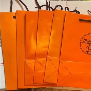 Luxury Orange Shopping Bags - Designer Logo Visible 11x8.5